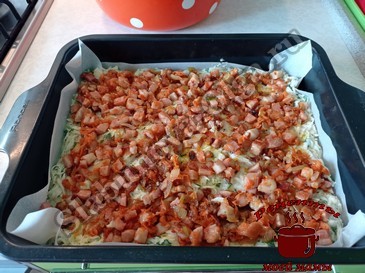 Пирог с капустой и мясной начинкой, выкладываем слоями Пирог с капустой и мясной начинкой, выкладываем слоями