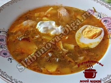Щи из свежей капусты с щавелем